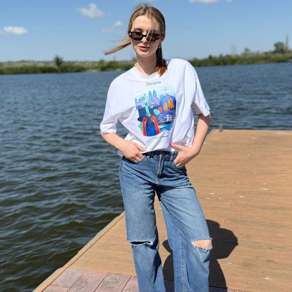 Футболка  жіноча з принтом Дніпро, біла, XS FFDP00 фото